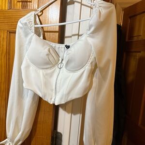 Windsor White Long Sleeve Corset Top